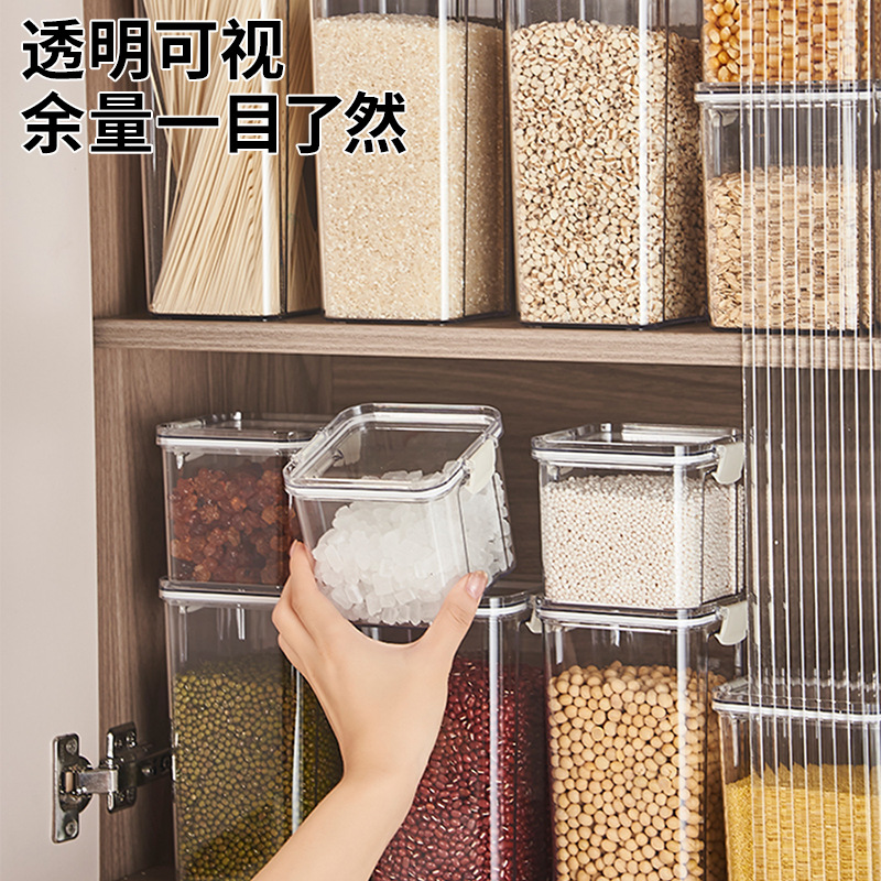 Tanque de sellado granos de cocina almacenamiento de grano de grano caja de plástico transparente de grado alimenticio bocadillos productos secos tanque de almacenamiento de té