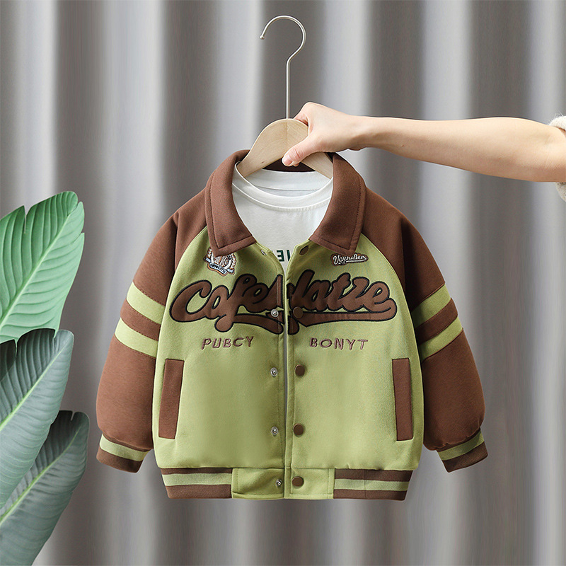 7766 uniforme de béisbol americano para niños, chaqueta estampada de moda de primavera y otoño para niños, ropa de calle frita de primavera, nuevo estilo 2025