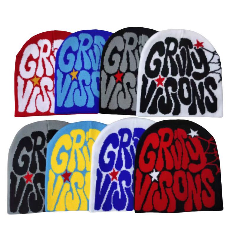 Cross-border knitted hat jacquard hat letter hat warm windproof ear protection wool hat Europe and the United States popular INS street