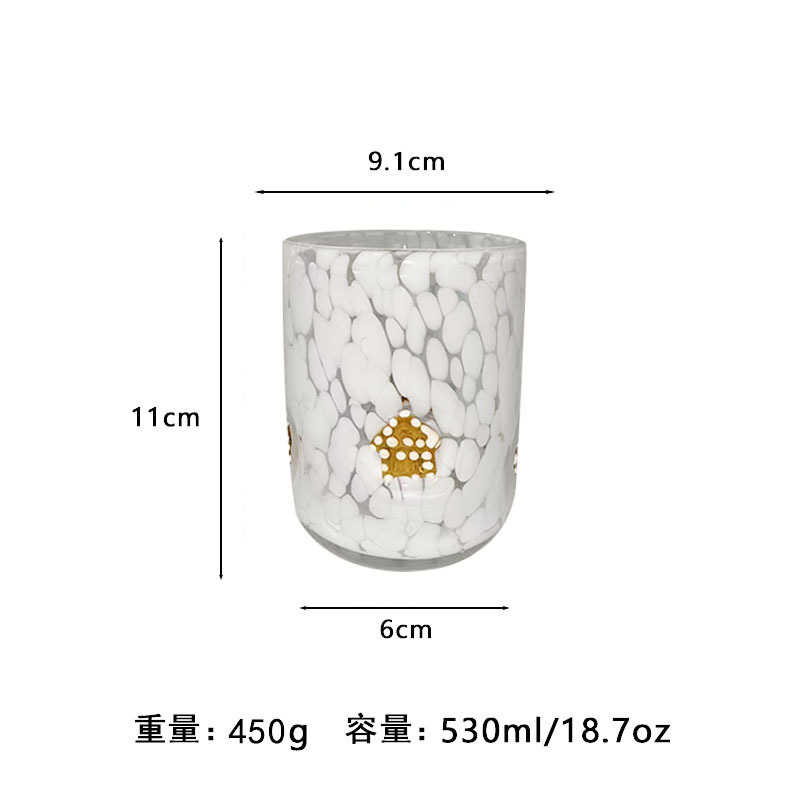 中古人工开口贴片水晶玻璃杯樱桃草莓压花贴片装饰饮品咖啡杯|undefined
