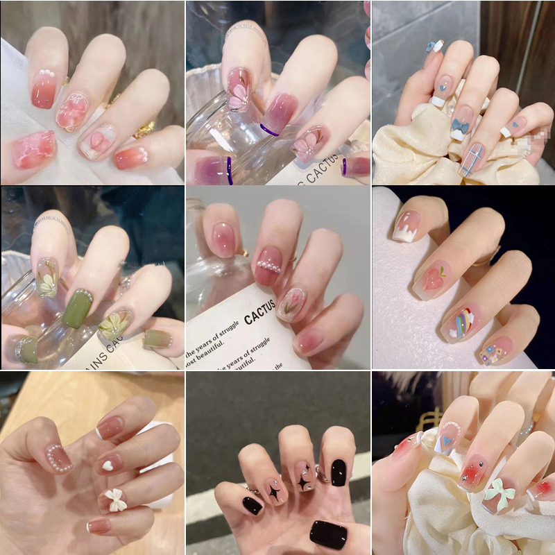 Wearable Nail Art Pure Desire Nail Tips Manicure Hot Girl Sparkling Wearable Nail Stickers Student High-Value Trendy Nails