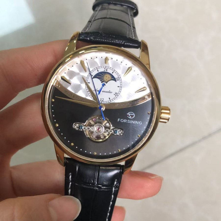 2026 Decorative FORSINING Fully Automatic Mechanical Flywheel Multi-Function Sun And Moon Skeleton Belt Men's Watch_voghion.com