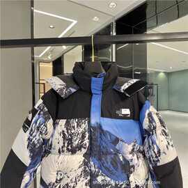 蒙口羽绒服立领轻薄Padded Corduroy男女款条纹羊毛拼接夹克外套