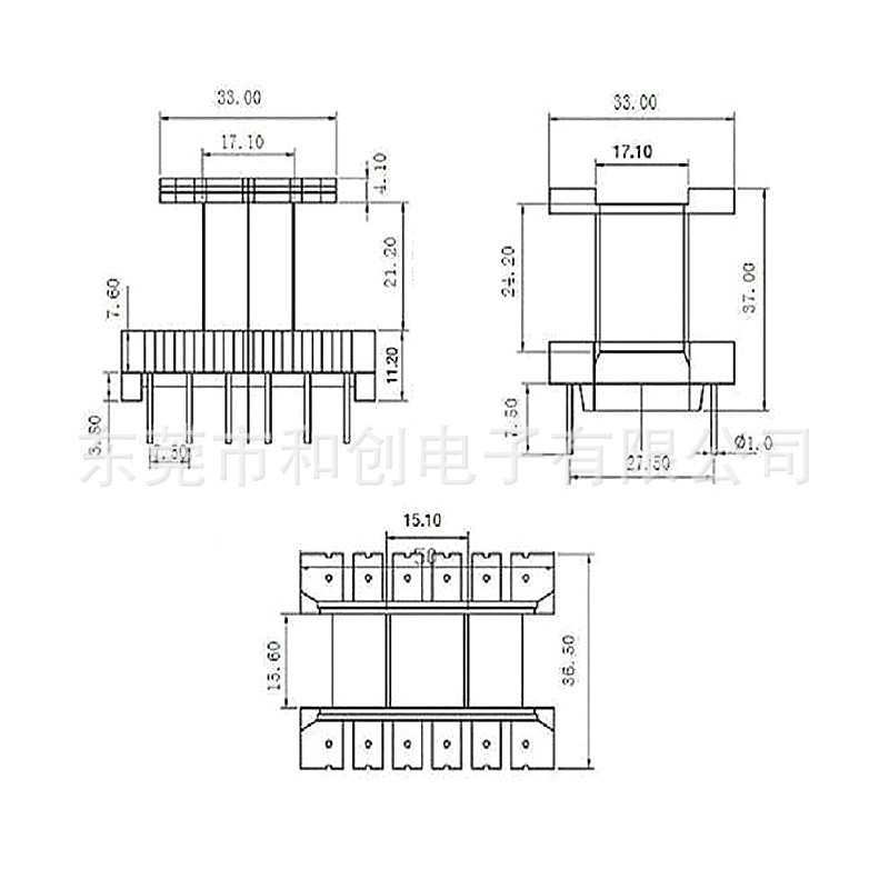 EE50トランススケルトンEE50ワイド縦型スケルトンBOBBIN 6|undefined