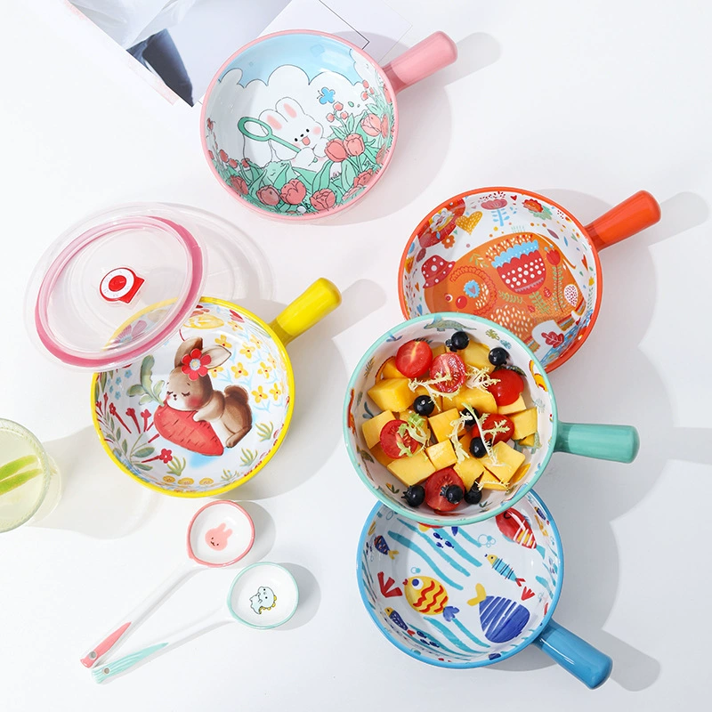 Cartoon ceramic handle, children's cute rabbit, internet celebrity
