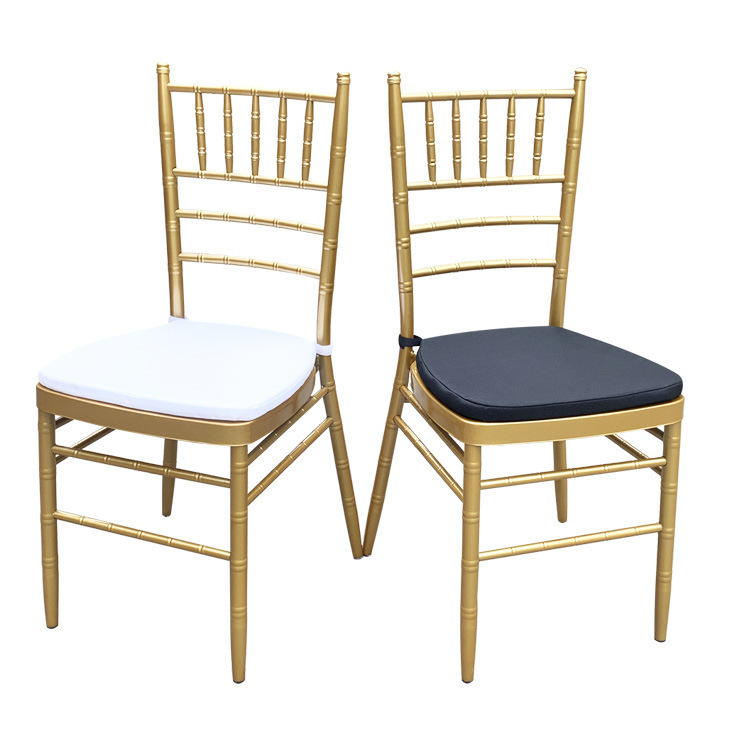 Factory Wholesale Hotel Banquet Outdoor Lawn Wedding Bamboo Soft Bag Stackable Golden Dining Chair Reinforced Chair Wedding Chair