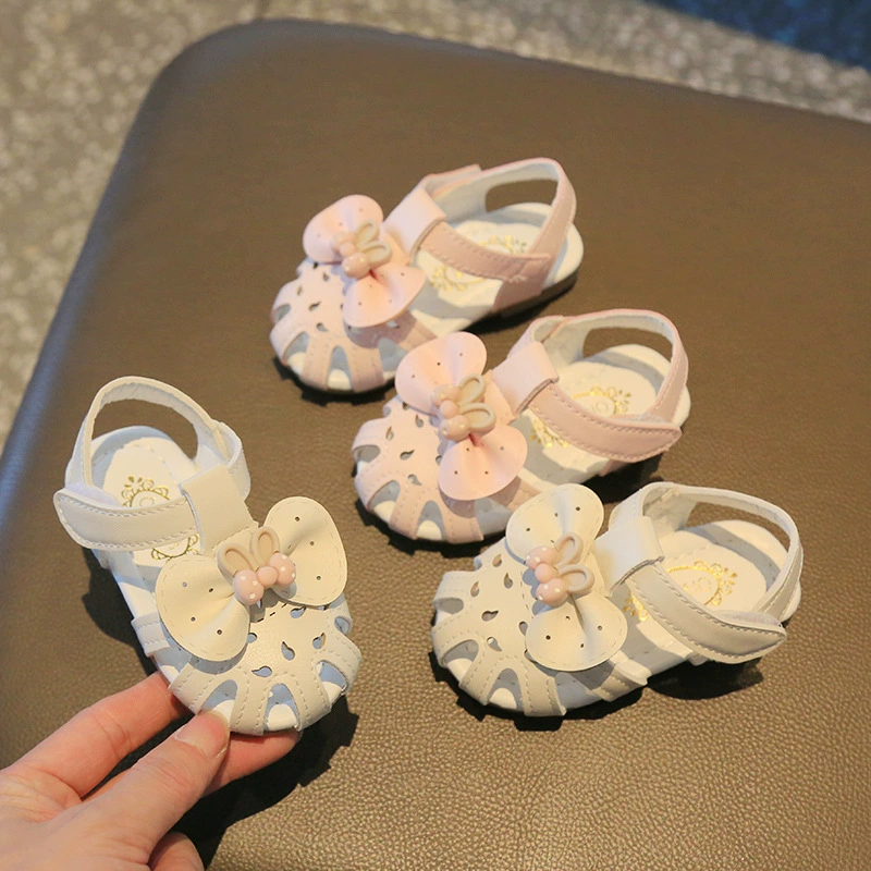Summer children's sandals, shoe bag, footwear for early age, shoes, 2022, flowered, soft sole