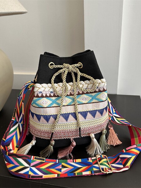 Ethnic one-shoulder bag for leisure