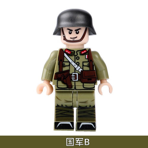 Cross-border AliExpress Second Soldier National Military Day Eight Routes Figure Small Granules Assembly Compatible with LEGO Bricks