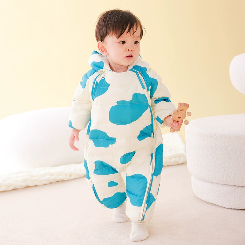 Children's velvet down jacket for early age for new born to go out, duck down, increased thickness
