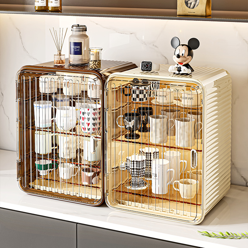 水杯架家用收纳置物架厨房多功能透明茶具收纳盒桌面白酒杯收纳柜