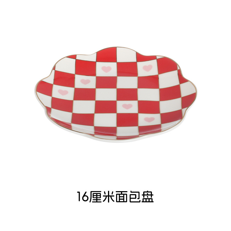 高温デカール加工、シンプルなスタイル、高級感、お手入れ簡単、バレンタインデーの陶器食器セット、ボウル、カップ、食器|undefined