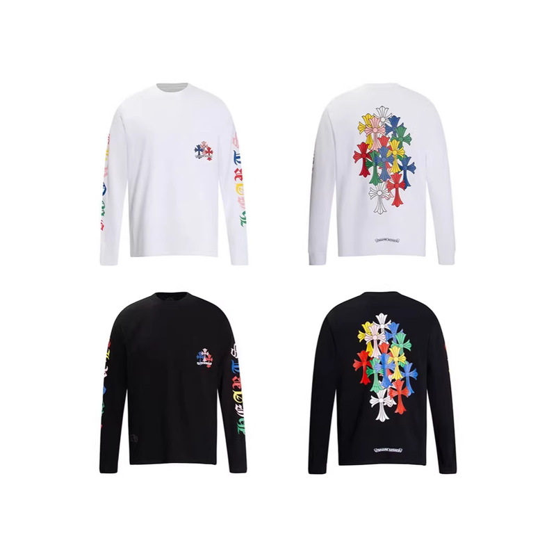 Cross-Border Authentic Chrome Hearts High-Quality Pure Cotton Printed Long-Sleeve T-Shirts for Men and Women Wholesale in Stock Cross-Border Authentic Chrome Hearts High-Quality Pure Cotton Printed Long-Sleeve T-Shirts for Men and Women Wholesale in Stock