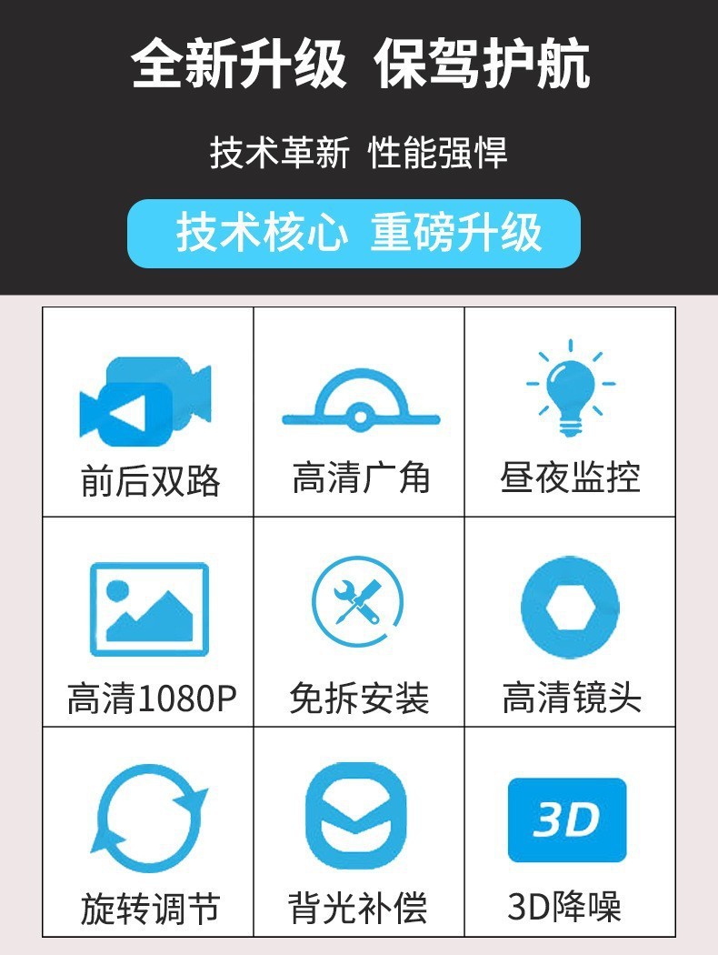 Taxi Online Ride-Hailing Didi Dual-Channel Integrated Car Camera Ahd Wide-Angle Infrared Camera Installation Without Disassembly