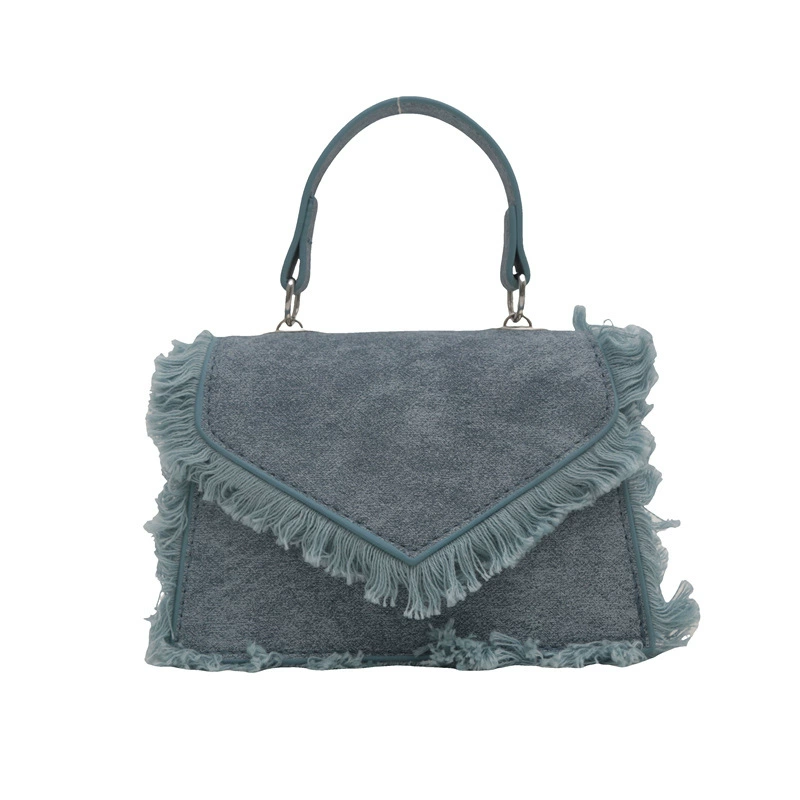 Сумка через плечо Denim ретро ручная одно плечо, с бахромой, компактная 17×7.5×12 см