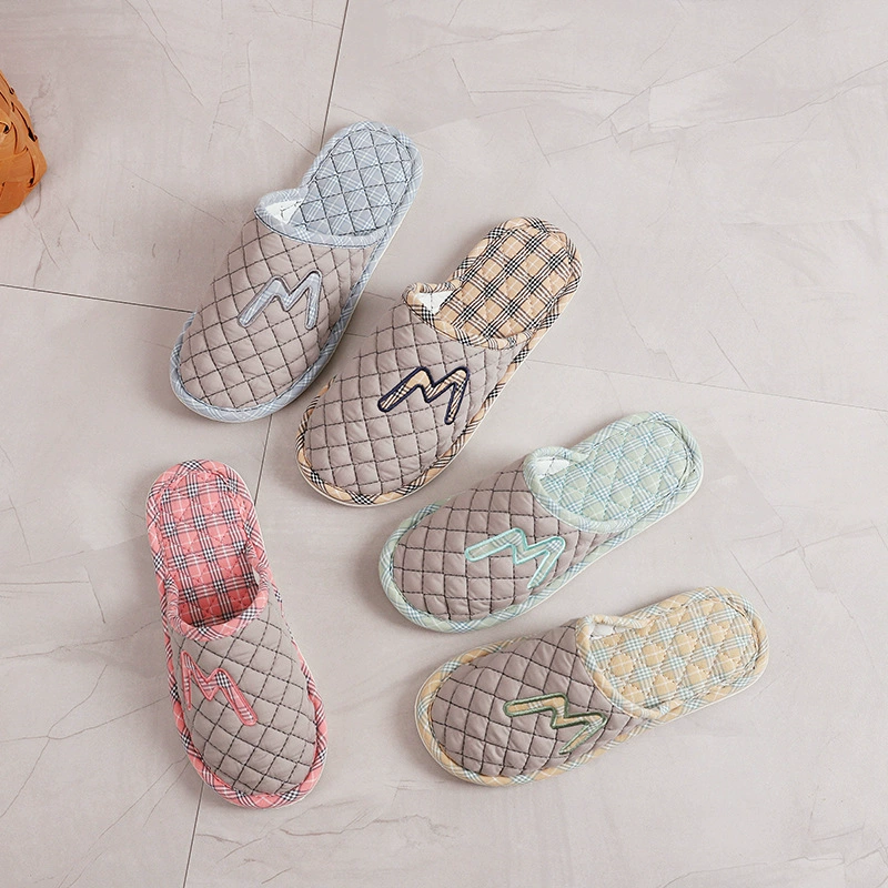 Трансграничная хлопчатобумажная ткань трехслойная утолщенная подошва из ПВХ бесшумная пара тапочки весной и осенью