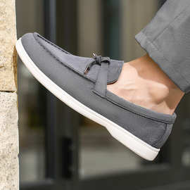 男式乐福鞋跨境大码四季新款男士休闲皮鞋时尚一脚蹬套脚豆旭恒三