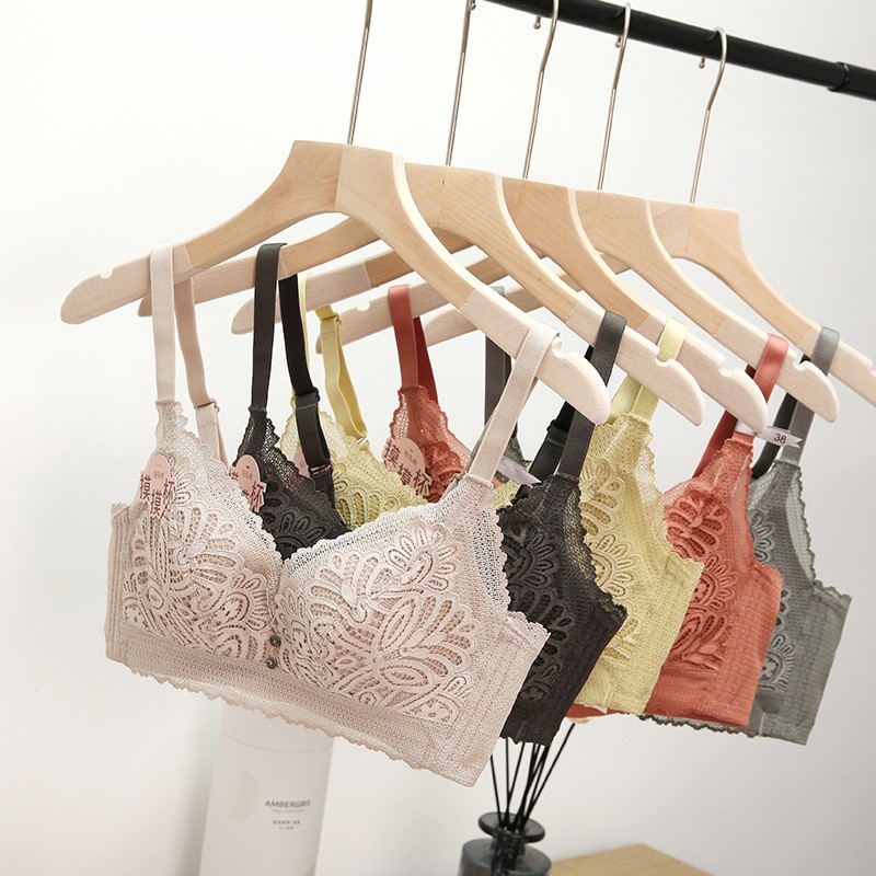 217 # Los pechos grandes son pequeños, sándwich transpirable sin anillo de acero, sujetador de copa ultrafino, ropa interior ajustable de encaje