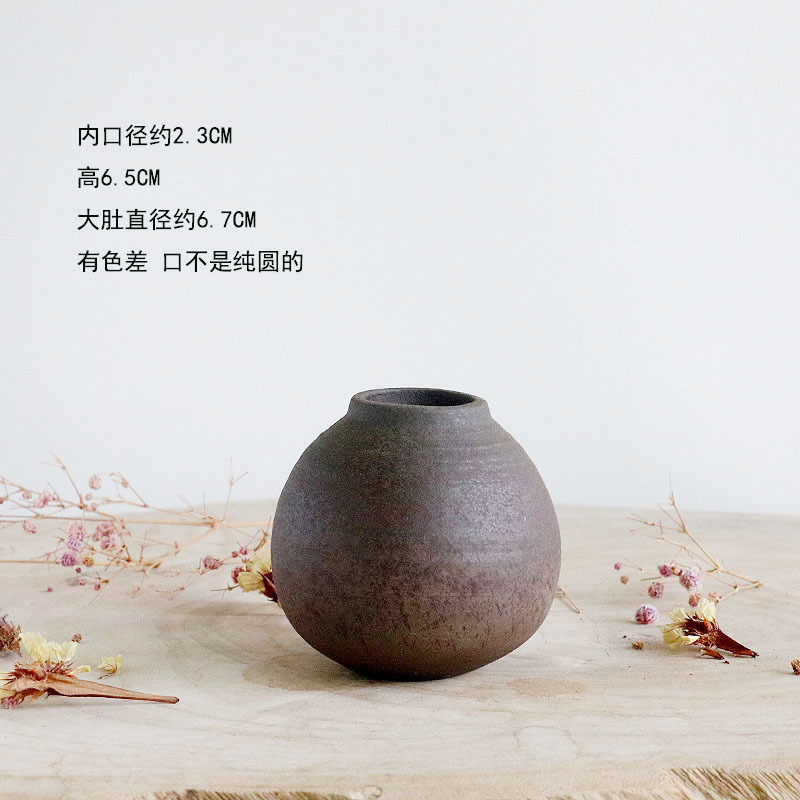 迷你水培小花瓶陶瓷复古餐桌装饰品摆件办公室桌面绿植铜钱草茶玩|undefined