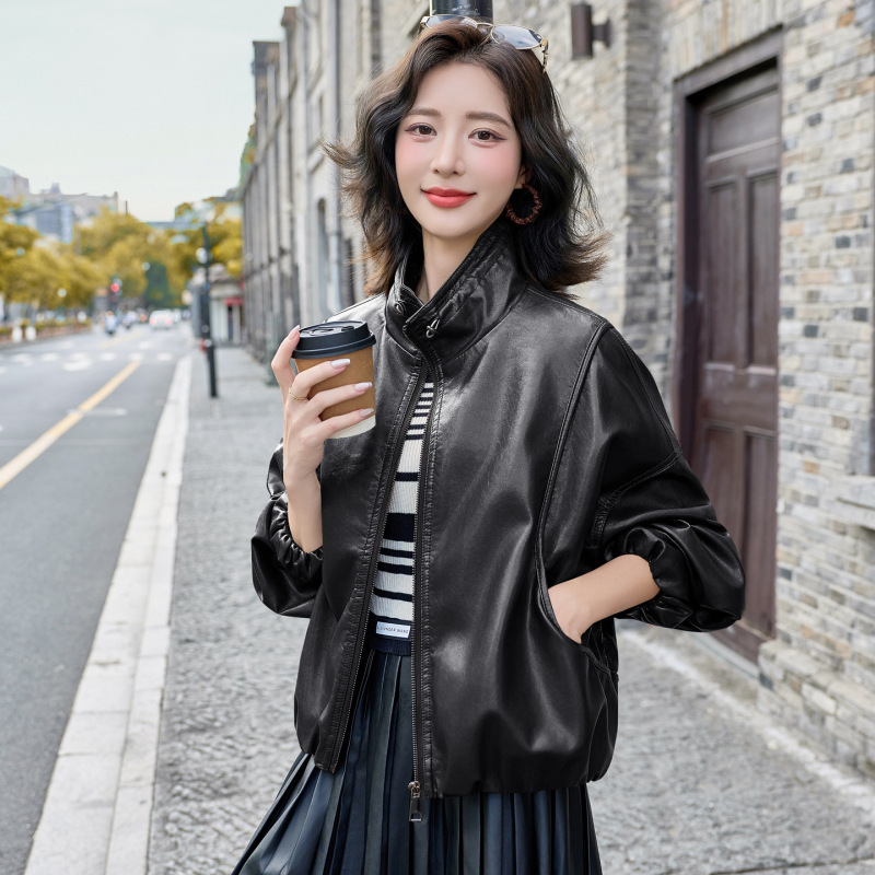 品牌绵羊皮皮衣女2025新款时尚百搭宽松皮外套女士显瘦小个子夹克|undefined