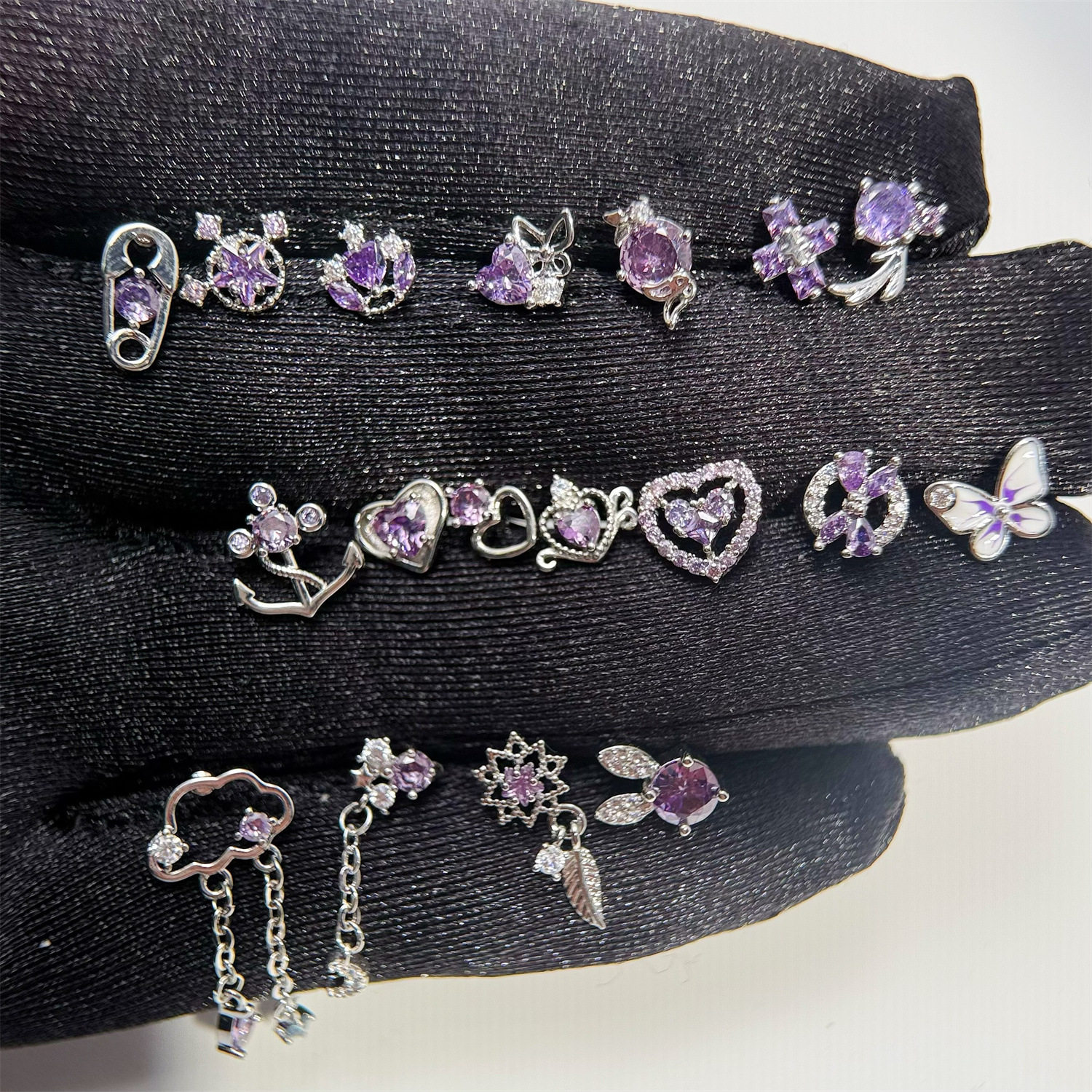 4g Weight 1 Piece Elegant Cross Heart Shape Plating Copper Zircon Earrings