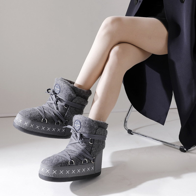 Versión pública transfronteriza Taobao gris botas de lana forro engrosada felpa caliente y cómoda entrega de una sola pieza al por mayor orden de comercio exterior