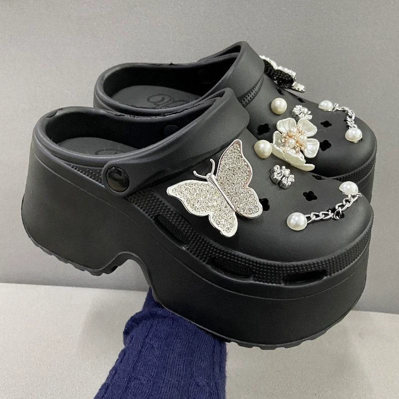 2025 милый Баотоу противоскользящий и не вонючий EVA на высоком каблуке 8.0 пещерная обувь для женщин Летний новый кекс с толстым дном пляжа