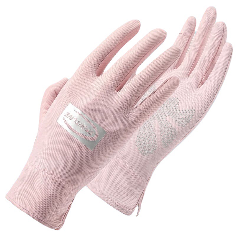 Guantes de protección solar para mujer delgados protección UV al aire libre transpirable dedo completo antideslizante conducción guantes de dedo de fuga de seda de hielo