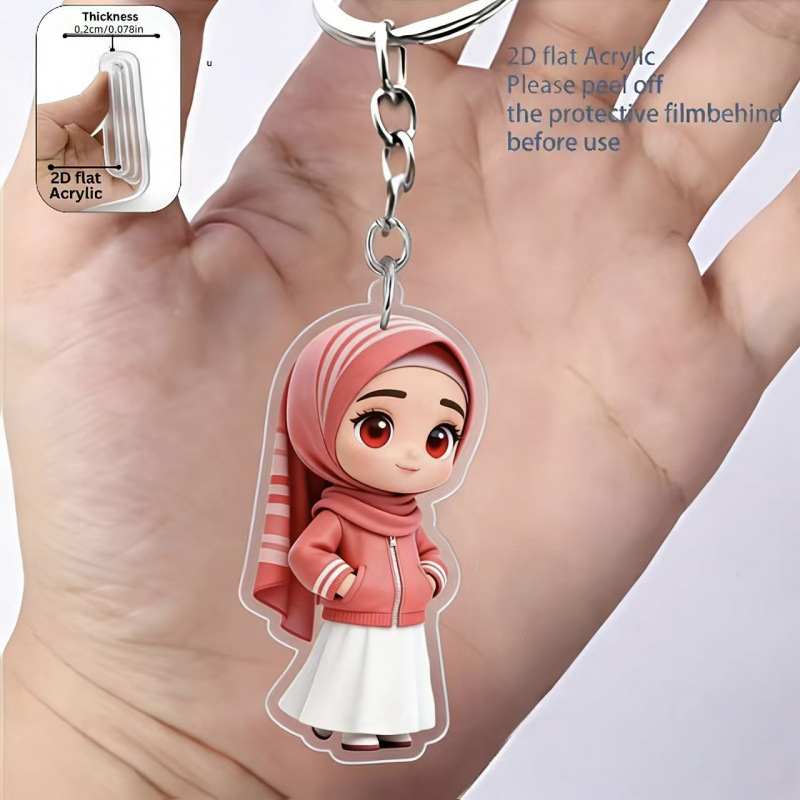 Colgante transfronterizo nuevo plano 2D niña acrílico llavero colgante mochila móvil bolsa de ejercicio colgante equipaje