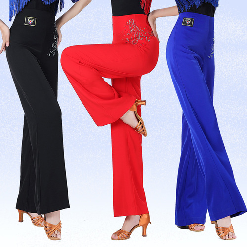 Latin dance pants for women, wide-leg pants, high-waisted drape dance clothes, practice clothes, dance pants, modern dance pants