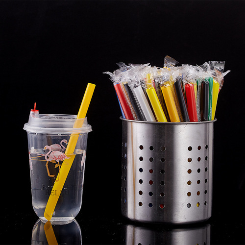 Disposable straws for pearl milk tea thick fruit straws independent colorful plastic large straws 11mm