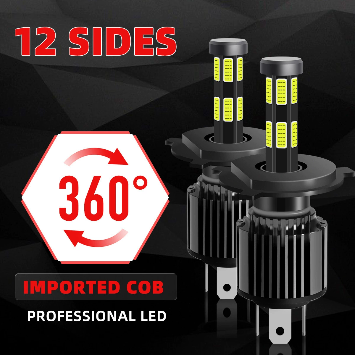 Светодиодная светодиодная LED-лампа с 12 гранями, сверхяркий и мощный свет, горячие продажи напрямую подсоединяемая головная лампа H4, мотоциклетная доработка головной фонарь дропшиппинг