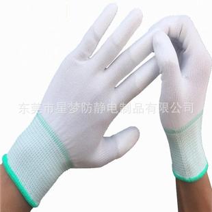 Pu Glove Single Right Pu Coated Palm Thin Labor Protection Work Wear-Resistant Anti-Slip White Rubber Nylon Work Anti-Static