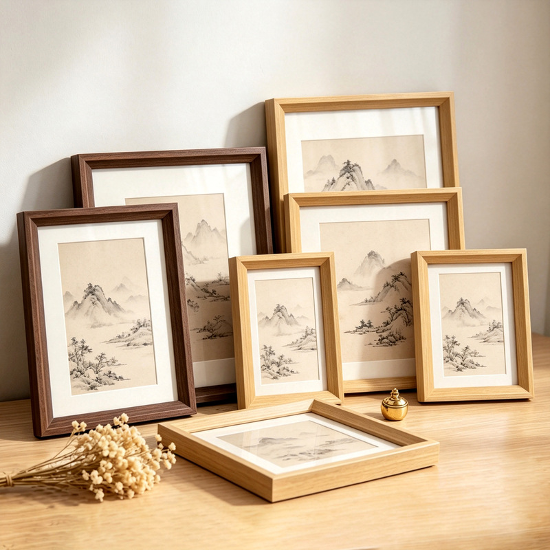 Wooden Photo Frame, Empty Frame, Tabletop Display, Walnut Wood Color, Wood Grain Color, Autumn Home Decor, New Picture Frame, Multiple Sizes, Customizable