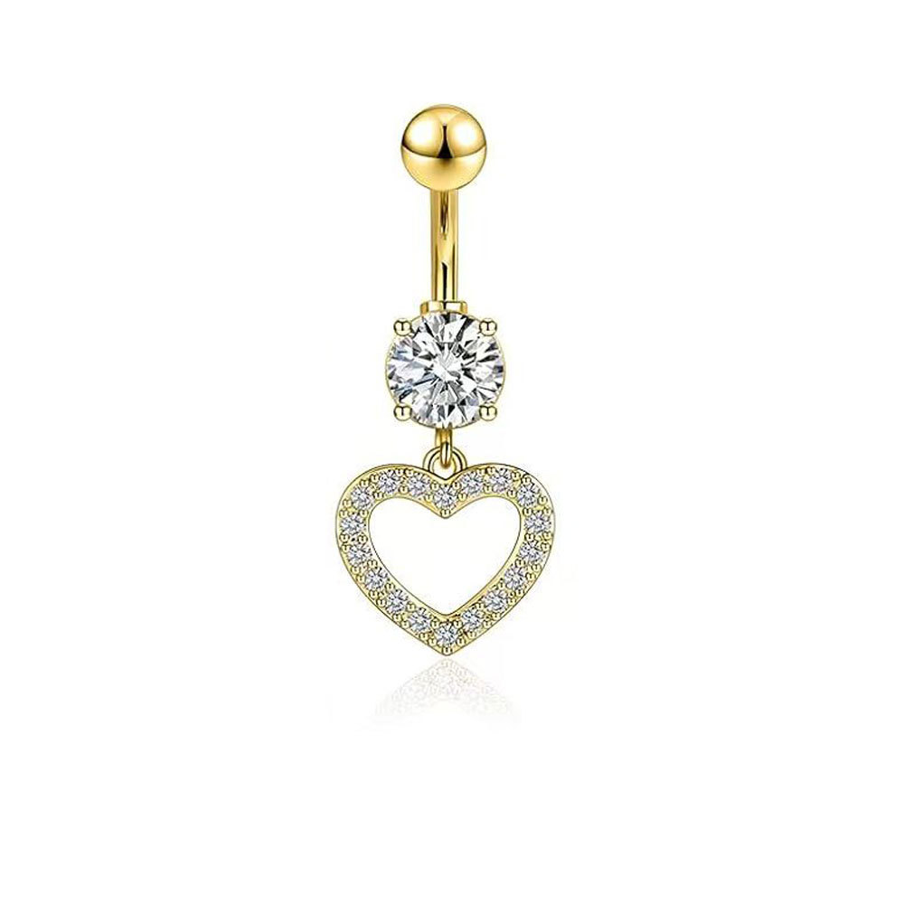 9つのステンレスのへその輪の組み合わせの銅はジルコンの水滴のへその輪の円形のハート型のへその釘のメーカーの現物を入れます。