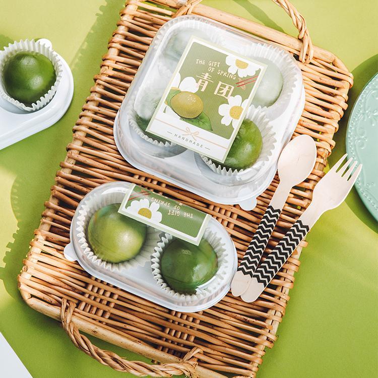 网红青团雪媚娘包装盒麻薯蛋黄酥包装盒吸塑盒西点盒两个四个加厚