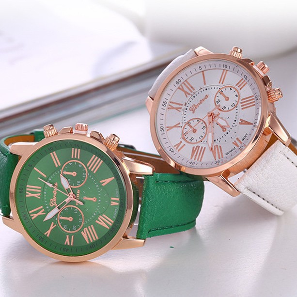 Aliexpress Women's Watch Geneva Fake Three-Eye Belt Fashion Women's Roman Scale Women's Watch