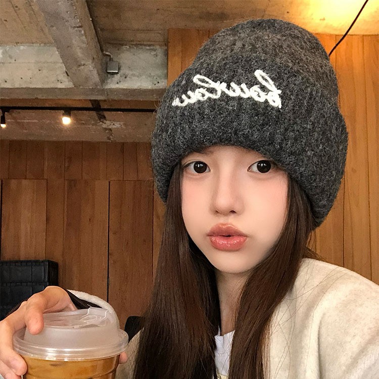 Herbst Winter Für Frauen Amerikanischen Stil Vielseitig Brief Slouchy Beanie Großer Umfang Warme Kopf Wrap Outdoor Casual_voghion.com