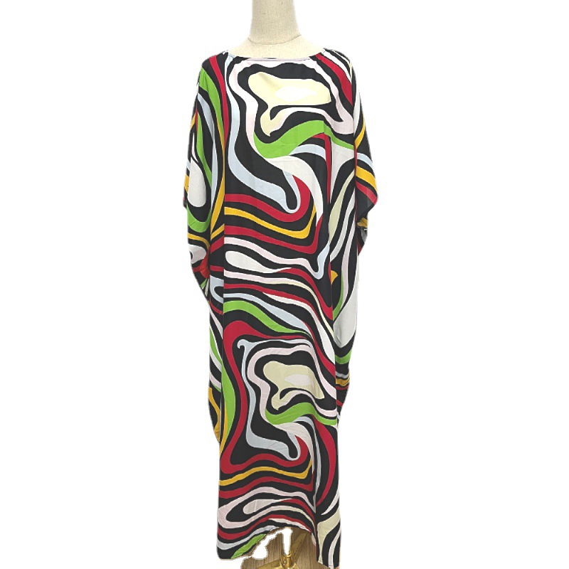 2022 nueva blusa europea y americana impresión geométrica suelta traje playa vacaciones ropa de playa ropa de protección solar FRM02