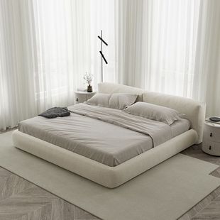 Customized Tech Fabric Bed, Internet-Famous Wabi-Sabi Style Master Bedroom Double Bed, Tatami Modern Minimalist Puff Soft Cushion Cross-Border