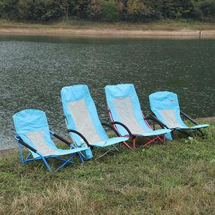 Outdoor leisure sun bath beach chair with armrests folding back lying chair portable travel high back chair