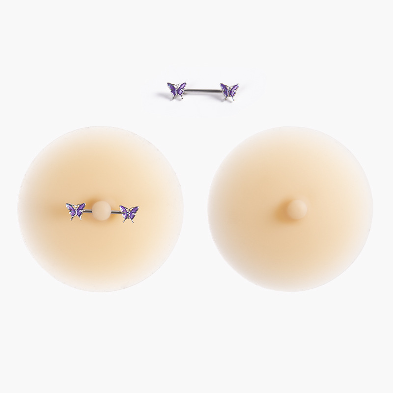 보라색 나비 유방 반지 젖꼭지 스티커