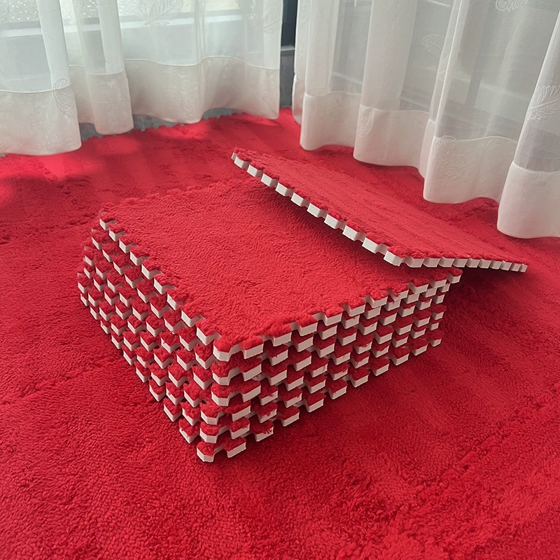 Плюшевые клетчатые пенопластовые плитки для пола 30x30x0.6 см для спальни/гостиной, противоскользящие, легкий уход