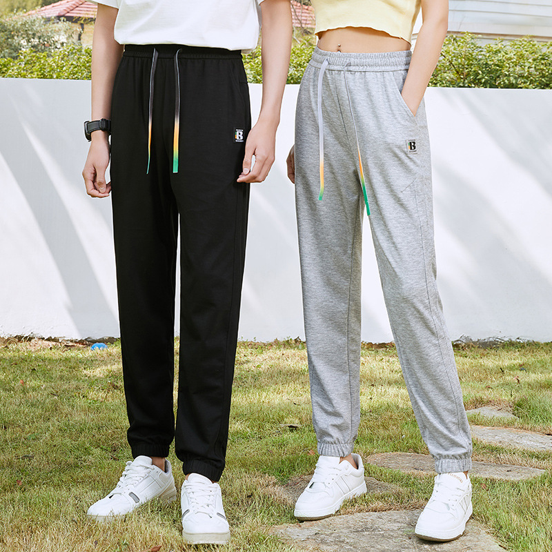 Fashion brand casual long pants men's thin ice silk stretch sports cropped pants black spring and summer breathable quick-drying casual pants Fashion brand casual long pants men's thin ice silk stretch sports cropped pants black spring and summer breathable quick-drying casual pants