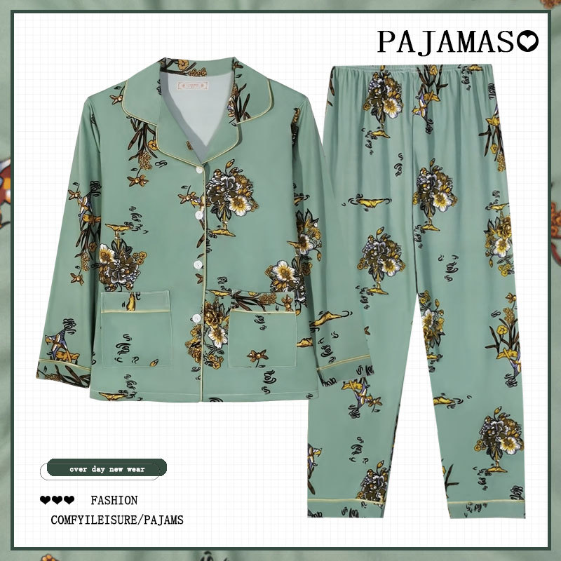 Pijamas a cuadros de algodón para mujer primavera y otoño 2025 nuevo estilo lindo traje de servicio a domicilio de manga larga de perro de pudín estilo ins