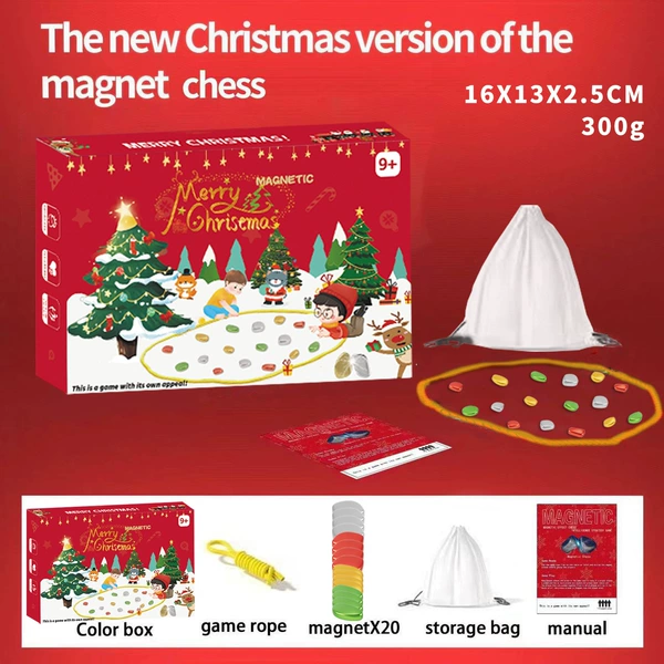 310g [High-end color model Christmas model English color boxed rope model] Magnetic battle chess (rope + 20 color chess pieces)