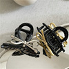 High-end metal black plastic hairgrip with bow, crab pin, light luxury style, bright catchy style