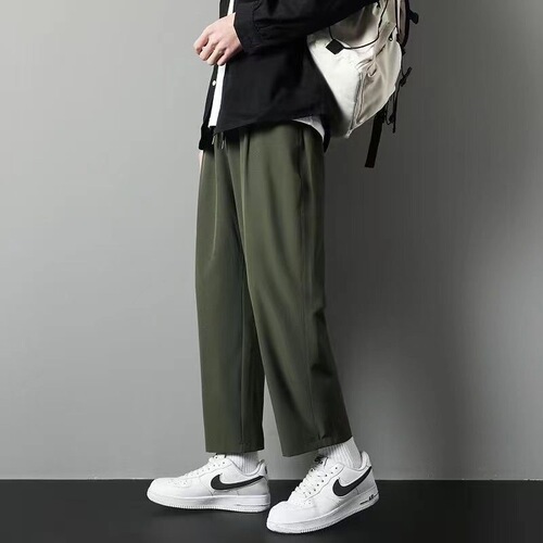 Ice silk pants men's pants summer thin style loose straight sling-feeling western pants quick-drying sweatpants wide-leg casual pants foreign trade
