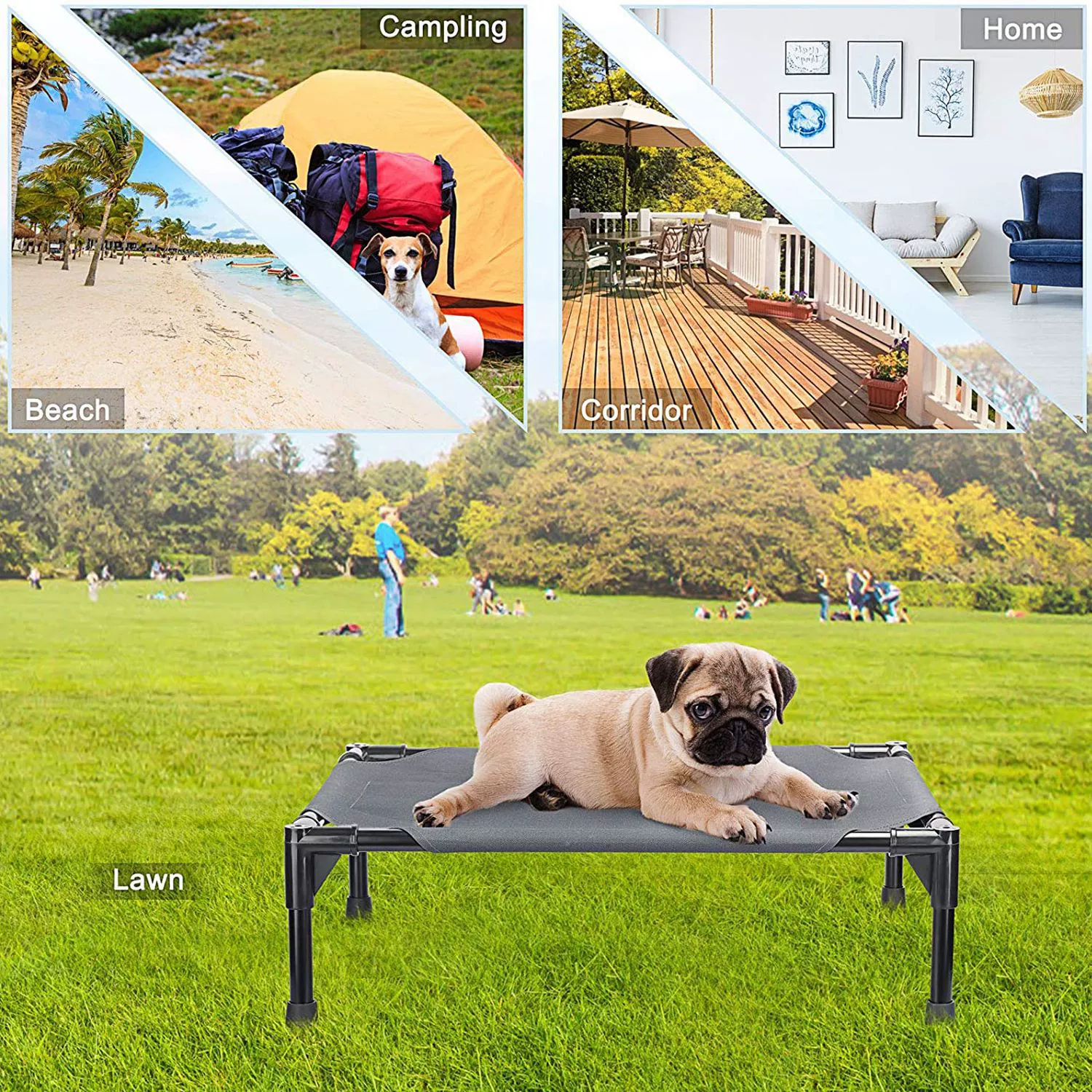 Трансграничная новая кровать для домашних животных приподнятая кровать для собак маленькая кровать для собак серая ткань Оксфорд съемный портативный небольшой размер