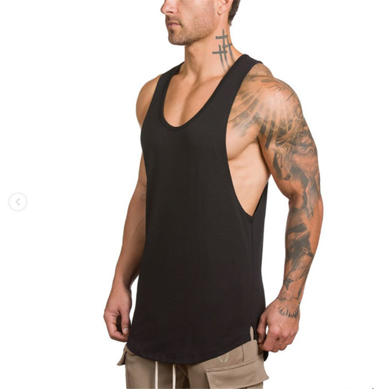 Men's Fitness Sports Vest Split Loose Functional Character Lycra Combed Cotton Waistcoat Sleeveless Vest Fixed Print logo Men's Fitness Sports Vest Split Loose Functional Character Lycra Combed Cotton Waistcoat Sleeveless Vest Fixed Print logo